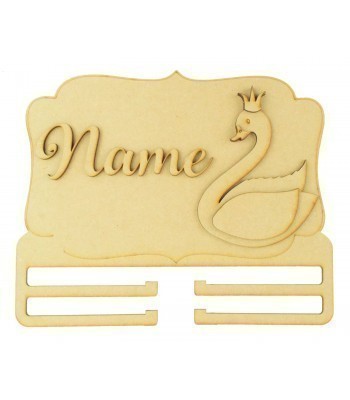 Laser Cut Personalised 3D Large Swan Themed Plaque with Bow Rail/Holder